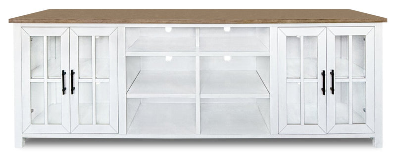 Wilder 68\" Modern TV Stand with Storage and Cable Management for TVs up to 100\" – Brown and White