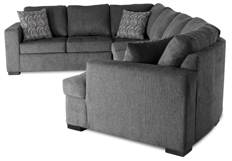 Legend 4-Piece Right-Facing Chenille Cuddler Sleeper Sectional - Pepper