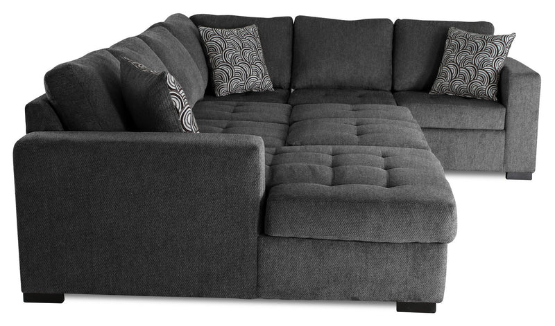 Legend 4-Piece Left-Facing Chenille Sleeper Sectional - Pepper 