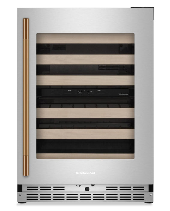 Kitchenaid® 24\" Undercounter Wine Cellar with Full-Extension Wood-Front Racks - KUWR524SPS