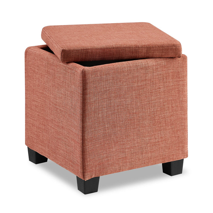 Halifax Square Fabric Storage Ottoman - Orange