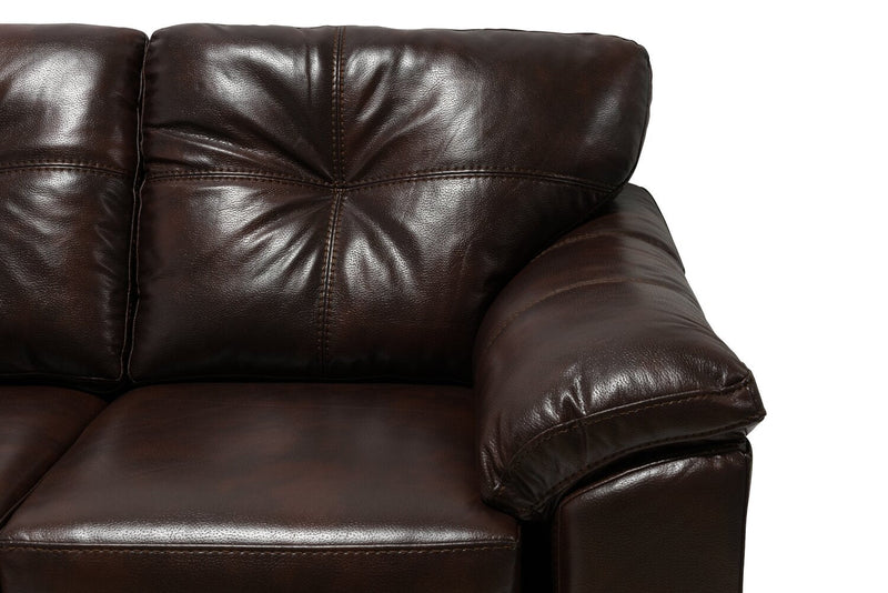 Made in Canada Addison 2-Piece Left-Facing Leather-Look Fabric Sectional with Removable Seat Cushions - Brown 
