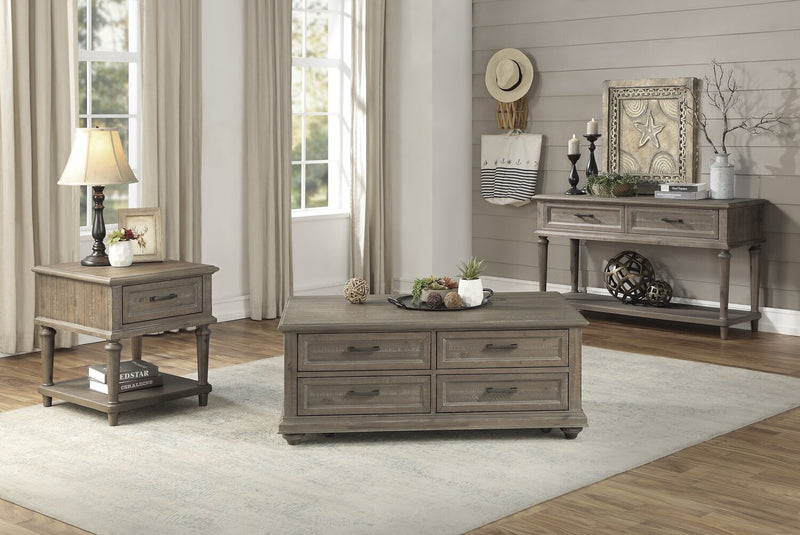 Winston 48\" Rustic Coffee Table with Storage - Light Brown with Driftwood Finish