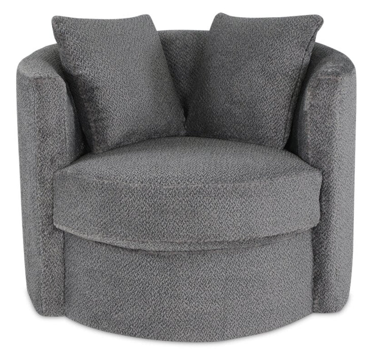 Made in Canada Petite 36\" Chenille Fabric Swivel Cuddler Accent Chair - Teddy Nightfall Grey 