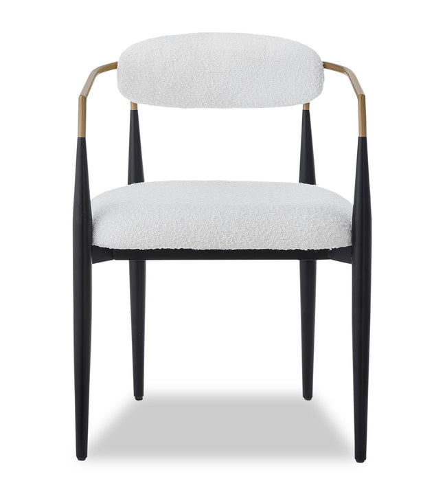 Capri Boucle Fabric Accent Dining Chair – White