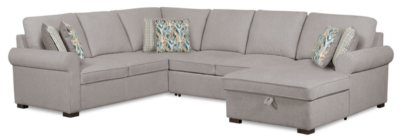 Scott Living Haven 3-Piece Right-Facing Chenille Fabric Sleeper Sectional with Storage Chaise - Grey 