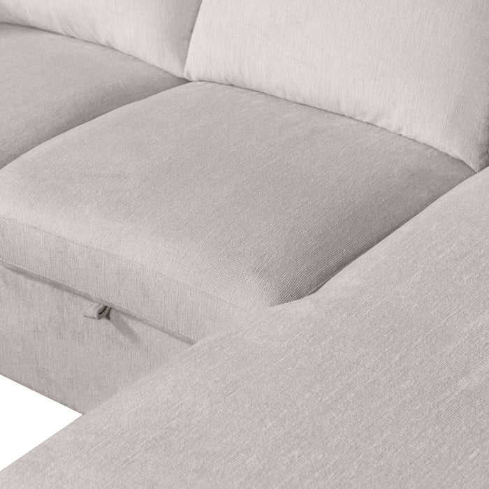 Envy 5-Piece Right-Facing Chenille Fabric Sleeper Sectional with Storage Chaise - Fog Grey