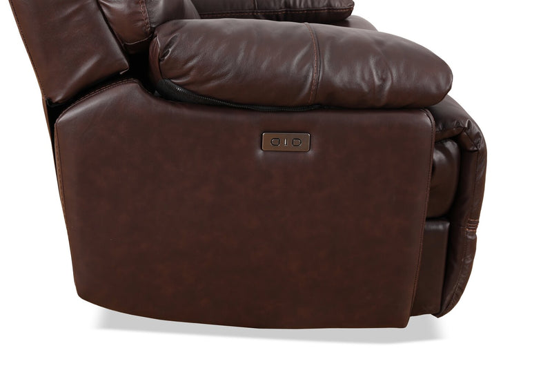 Franco 79\" Genuine Leather Zero Gravity Power Reclining Loveseat with Storage Console and USB Ports - Brown 