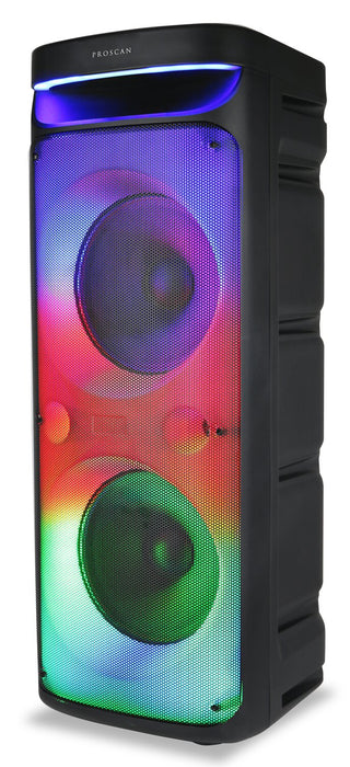 Proscan 2 x 10\" Light Up Bluetooth Speaker with FM Radio