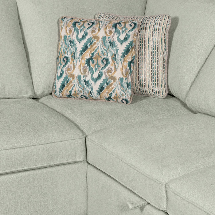 Haven 4-Piece Chenille Left-Facing Sleeper Sectional - Seafoam