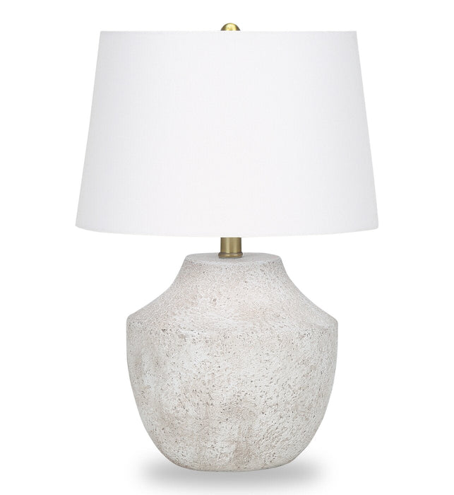 20\" Cream Textured Concrete Table Lamp with Ivory Shade