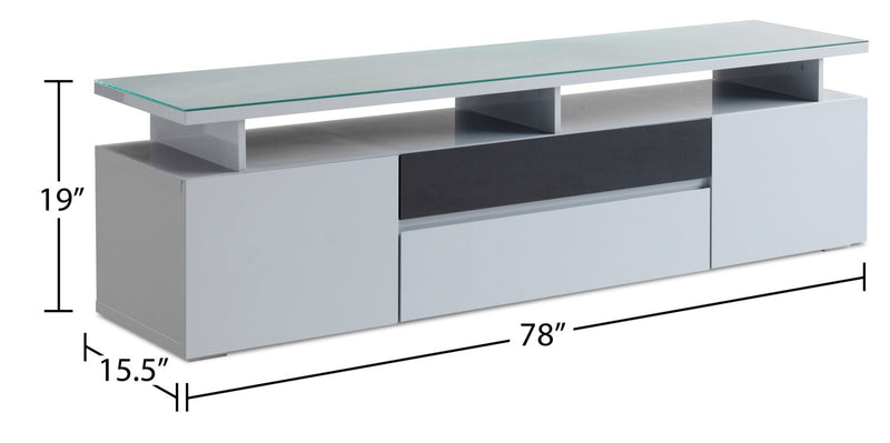 Adam 78\" Modern TV Stand with Storage and Cable Management for TVs up to 86\"- Grey