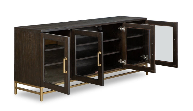 Cresset 70” Modern Solid Wood TV Stand with Storage and Cable Management for TVs up to 75\" - Coffee