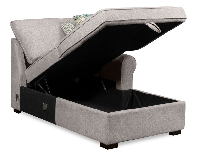 Scott Living Haven 3-Piece Left-Facing Chenille Fabric Cuddler Sleeper Sectional with Storage - Grey 