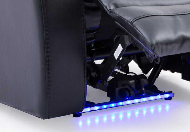 Glow 33\" Fabric Power Reclining Chair with Storage Armrests - Black 