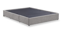 Amos Upholstered Storage Bed in Grey Fabric with Channelled Headboard & 3 Built-in Drawers - King Size 