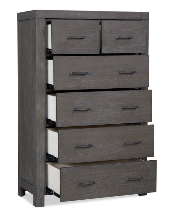 Koda Bedroom Chest of Drawers, 6-Drawer, 36\"W x 56\"H, Acacia Wood - Grey 