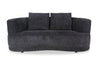 Moon 78\" Fabric Curved Loveseat with Accent Pillows - Wooly Raven Black 