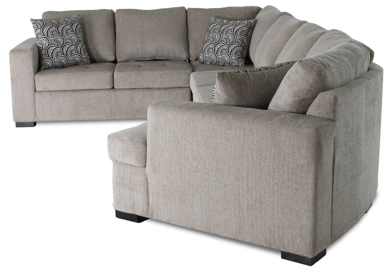 Legend 4-Piece Right-Facing Chenille Cuddler Sleeper Sectional - Platinum 
