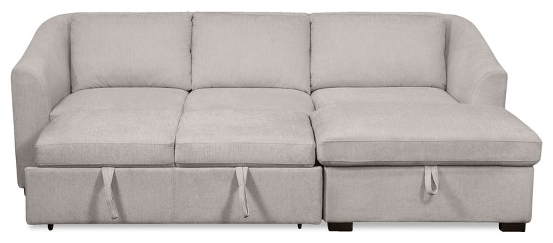 Envy 2-Piece Right-Facing Chenille Fabric Sleeper Sectional with Storage Chaise - Fog Grey