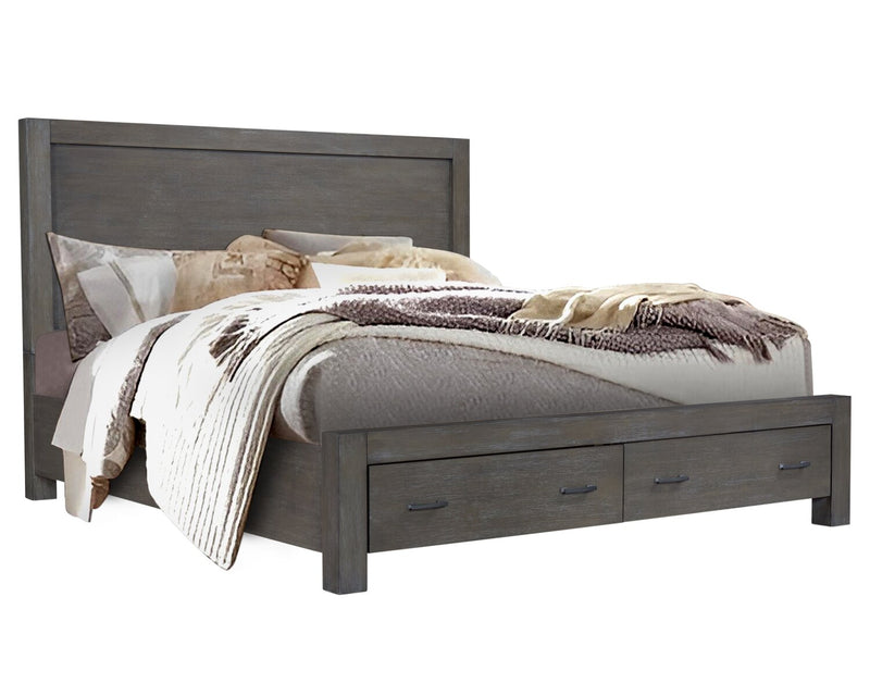 Koda 5pc Bedroom Set with Storage Bed, Dresser & Mirror, Wooden, Grey - King Size 