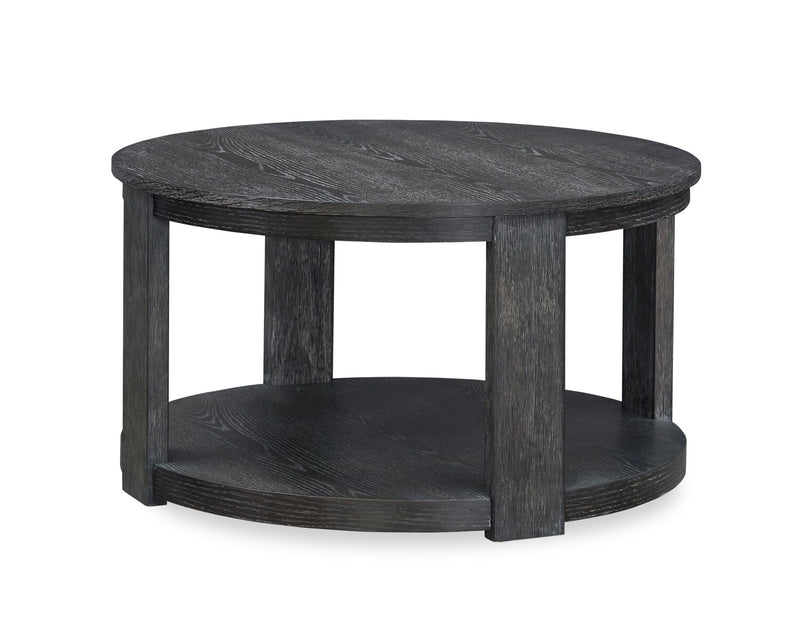 Declan 31.5\" Modern Round Coffee Table with Shelf - Black