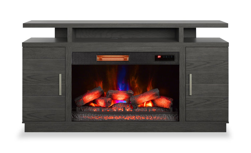 Breya 64\" Modern Electric Fireplace TV Stand with Storage & USB Charging for TVs up to 70\"- Grey