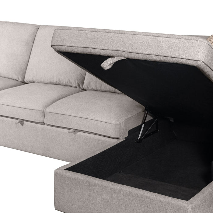 Scott Living Haven 3-Piece Left-Facing Chenille Fabric Cuddler Sleeper Sectional with Storage - Grey 