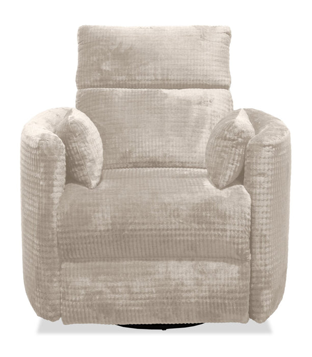Remi 38\" Fabric Swivel Glider Power Reclining Chair with USB ports – White 