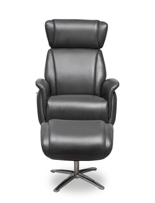 Vega Leath-Aire® Swivel Reclining Chair and Footrest - Grey