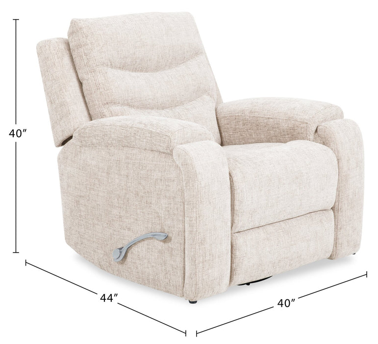 Hudson 40\" Grey Chenille Fabric Glider Reclining Chair with Dual Cupholders