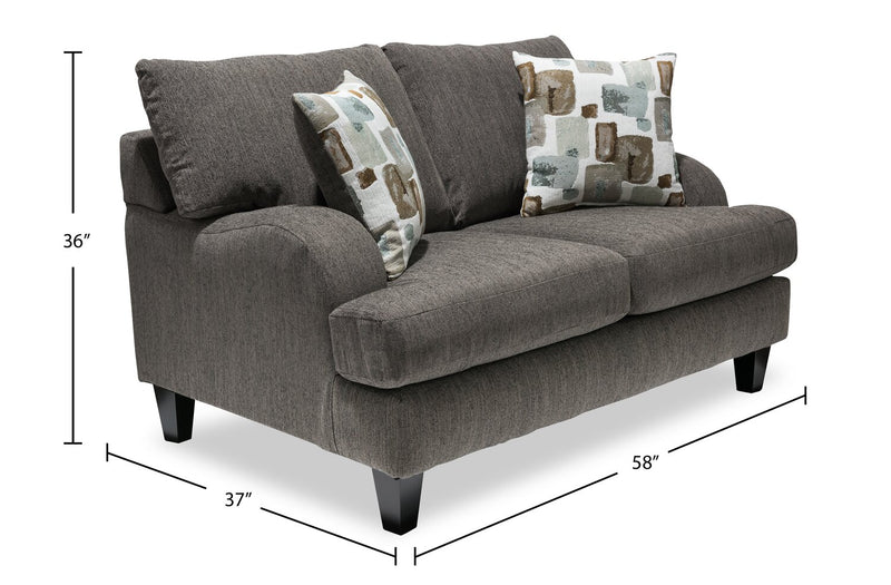 Nofia Chenille Loveseat - Charcoal 