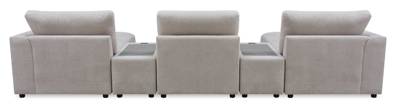 Voyage Modular 6-Piece Left-Facing Fabric Sectional with Console and Ottoman – Beige