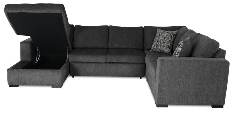 Legend 4-Piece Left-Facing Chenille Sleeper Sectional - Pepper 