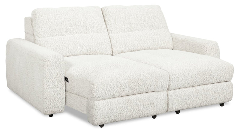 Elevate Modular 82\" Beige Chenille Fabric Loveseat with Power Sliding Chairs and USB Ports
