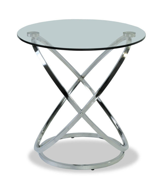 Hendrix 60\" Modern 2-Pack Glass Top Coffee + End Table - Chrome with Metal Base