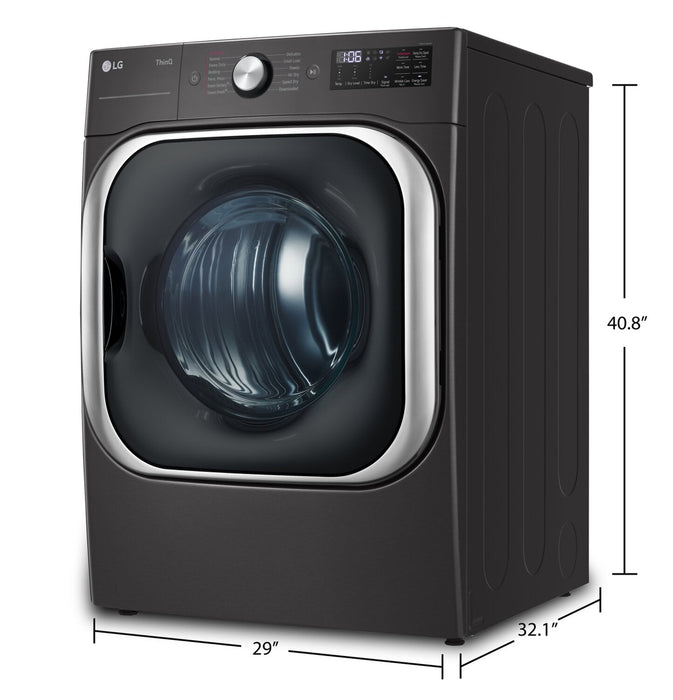 LG 9 Cu. Ft. Smart Electric Dryer with Steam - Black Steel - Stackable - DLEX8900B 