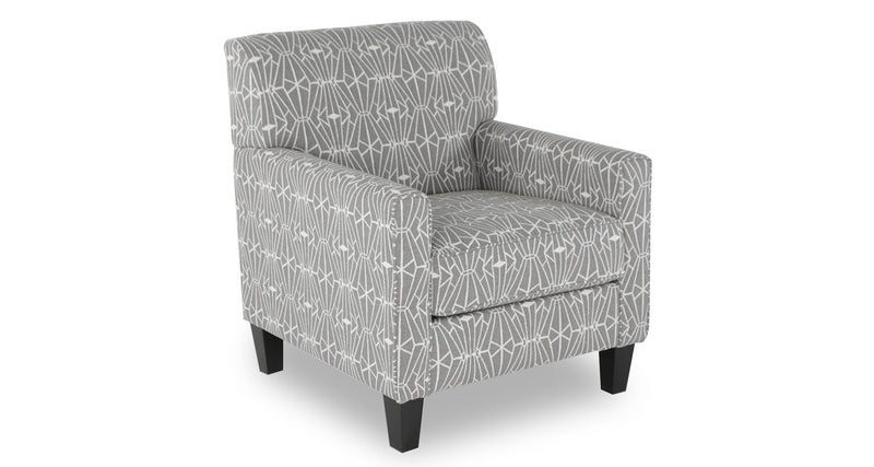 Made in Canada Cindy Crawford Home Kylie 30\" Linen-Look Fabric Accent Chair - Charcoal Emblem 