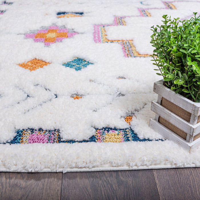 Ellis Multi-Colour Geometric Shag Area Rug - 5'3\" x 7'7\"