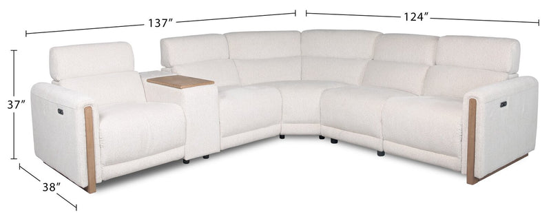 Sable 6-Piece Chenille Modular Power Reclining Sectional - Alabaster