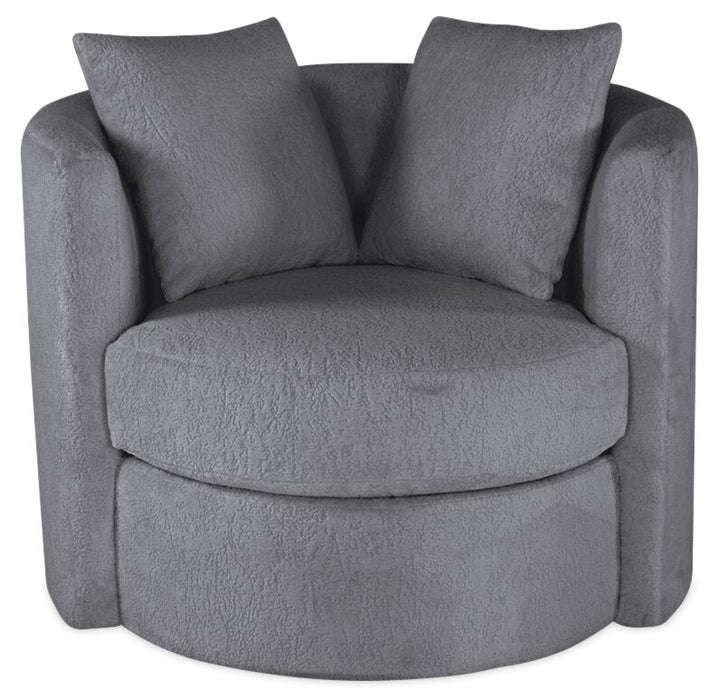 Made in Canada Petite 36\" Chenille Fabric Swivel Cuddler Accent Chair - Plush Thunder Grey 