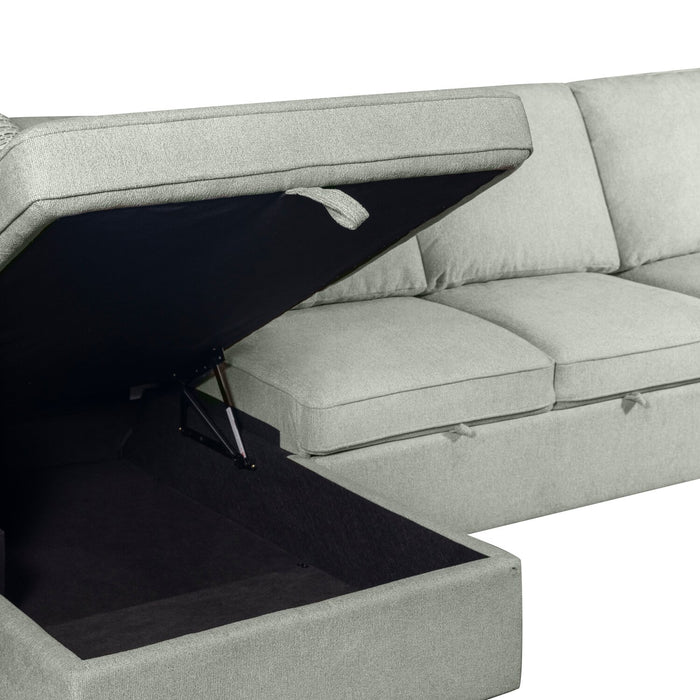 Scott Living Haven 3-Piece Right-Facing Chenille Fabric Cuddler Sleeper Sectional with Storage - Seafoam Blue
