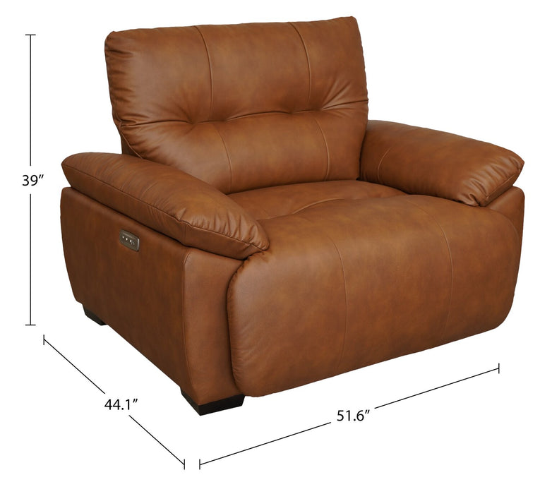 Bello 51.6\" Leather-Look Fabric Power Reclining Chair with Power Headrest- Brown