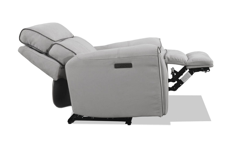 Cindy Crawford Home Newport 43\" Faux Suede Power Reclining Chair with Power Headrest - Grey 