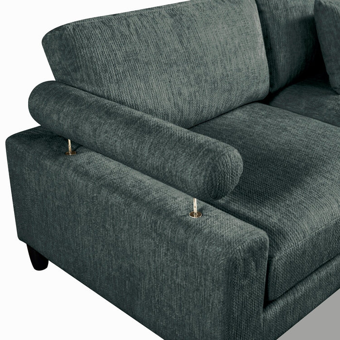 Lounge 5-Piece Chenille Modular Sectional with Ottoman – Grey 