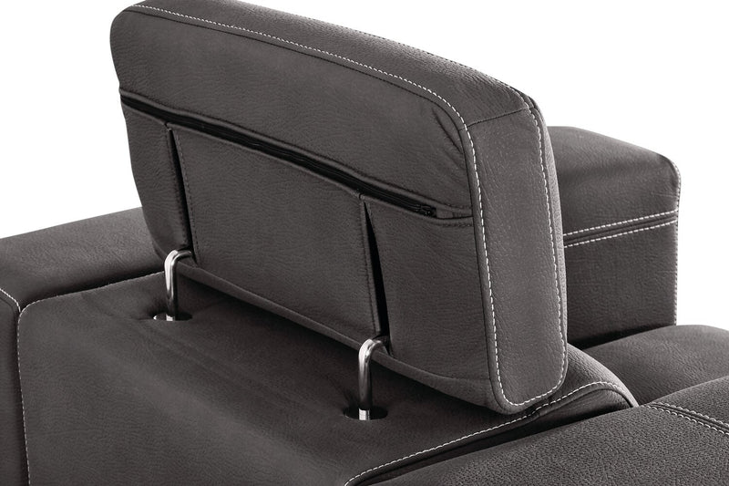 Drake 41.5\" Faux Suede Fabric Chair with Pull-Out Ottoman and Flip-Up Headrest - Cement Grey 