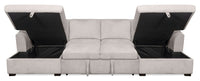 Envy 3-Piece Chenille Fabric Sleeper Sectional with Two Storage Chaises - Fog Grey