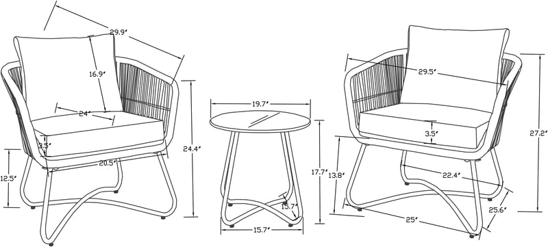 Sicily 3-Piece Patio Set