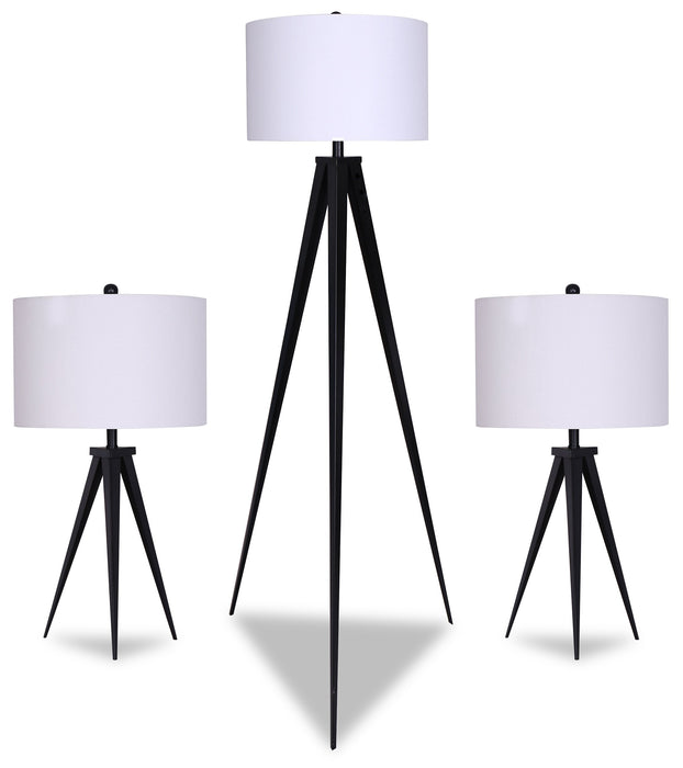 Skyler 3-Piece Floor and Two Table Lamps Set 