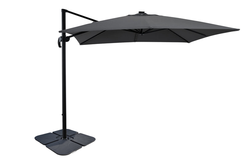 Solar Cantilevered Patio Umbrella with 4-Piece Base